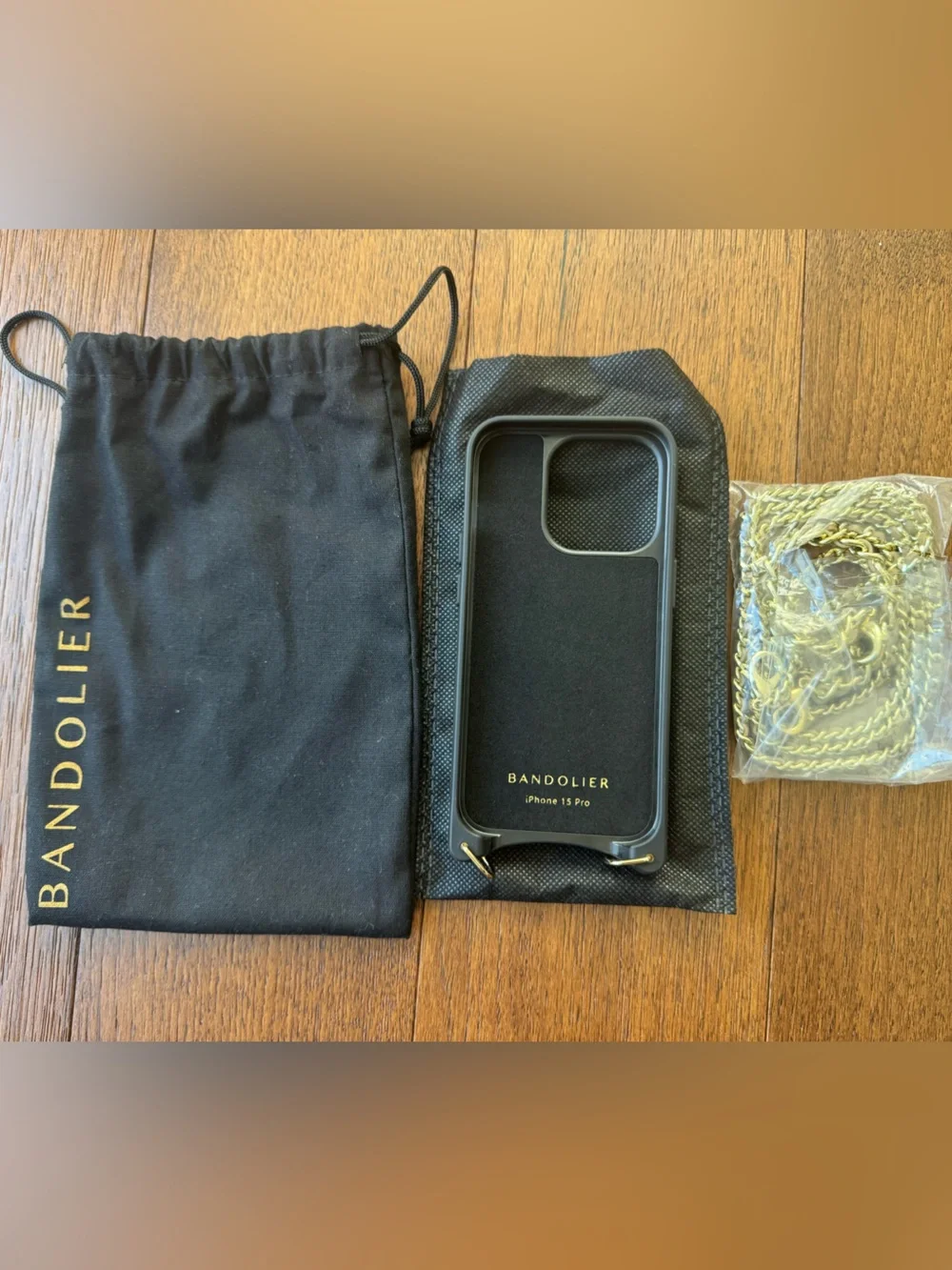 Bandolier Lily duet Tan/ Gold phone Leather Crossbody and wristlet set.